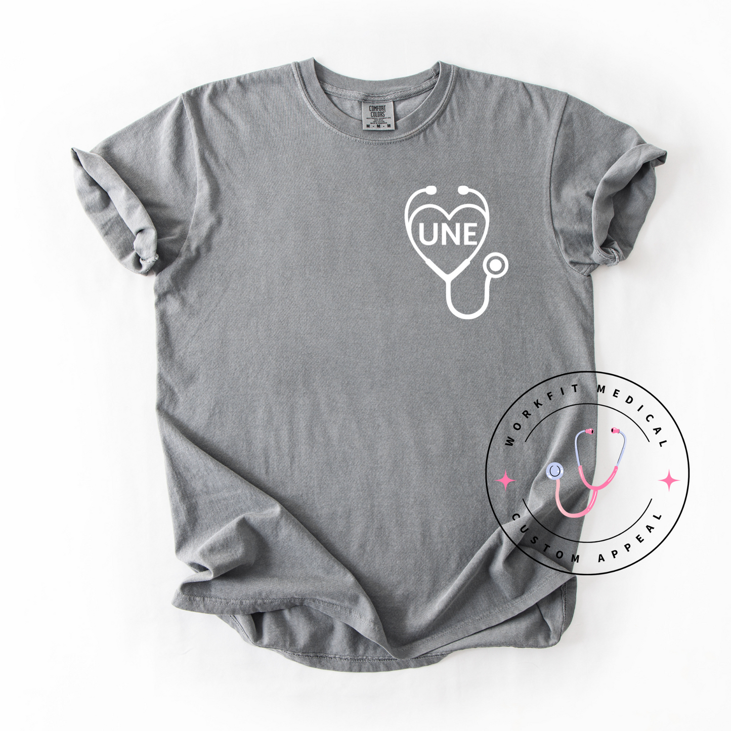 UNE stethoscope CC Tee