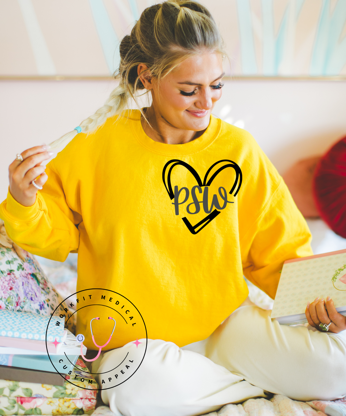 Yellow PSW Heart Crewneck