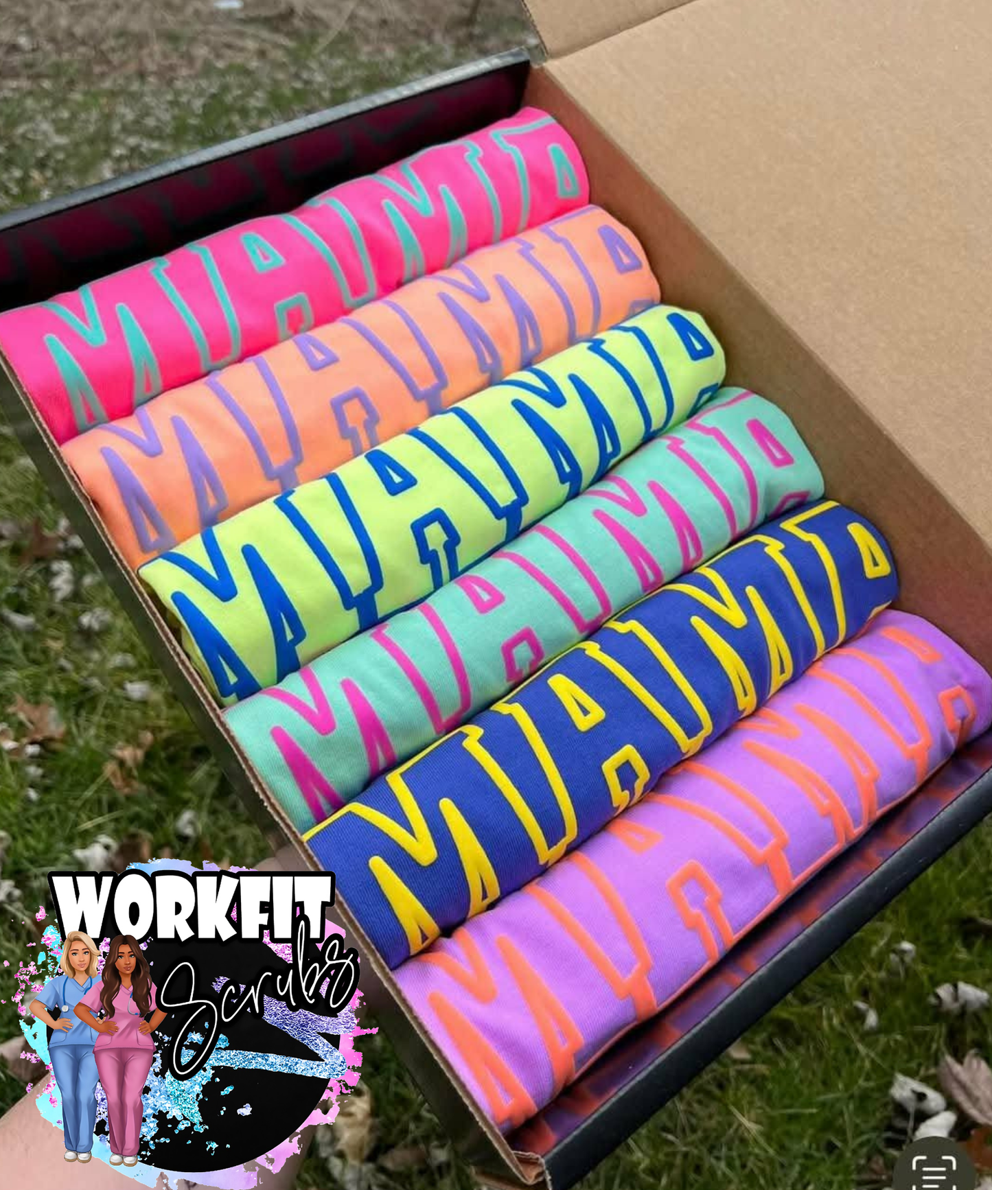 Neon MAMA Puff Print Tees