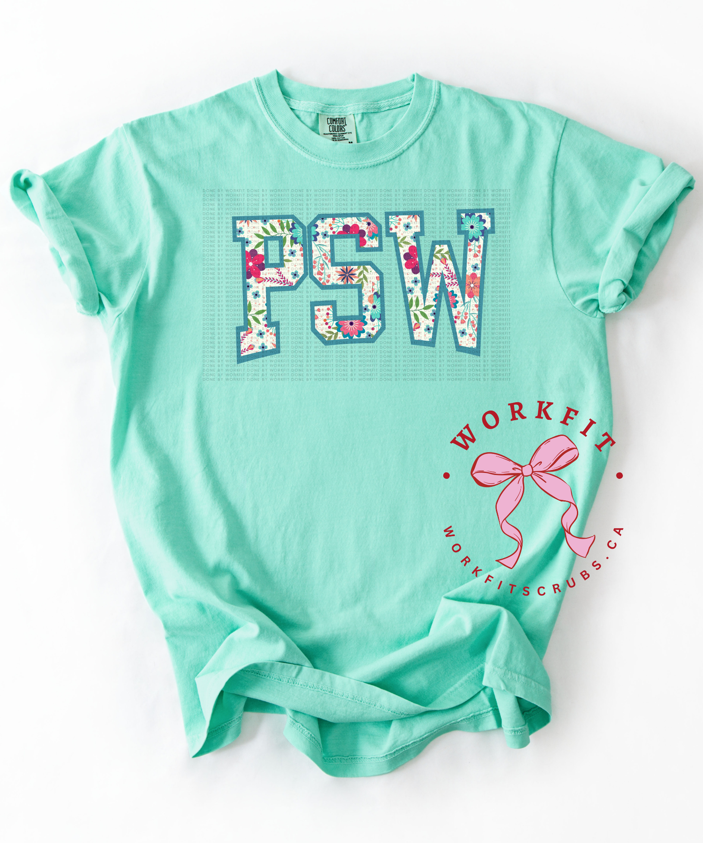 Floral Green Varsity PSW Tees