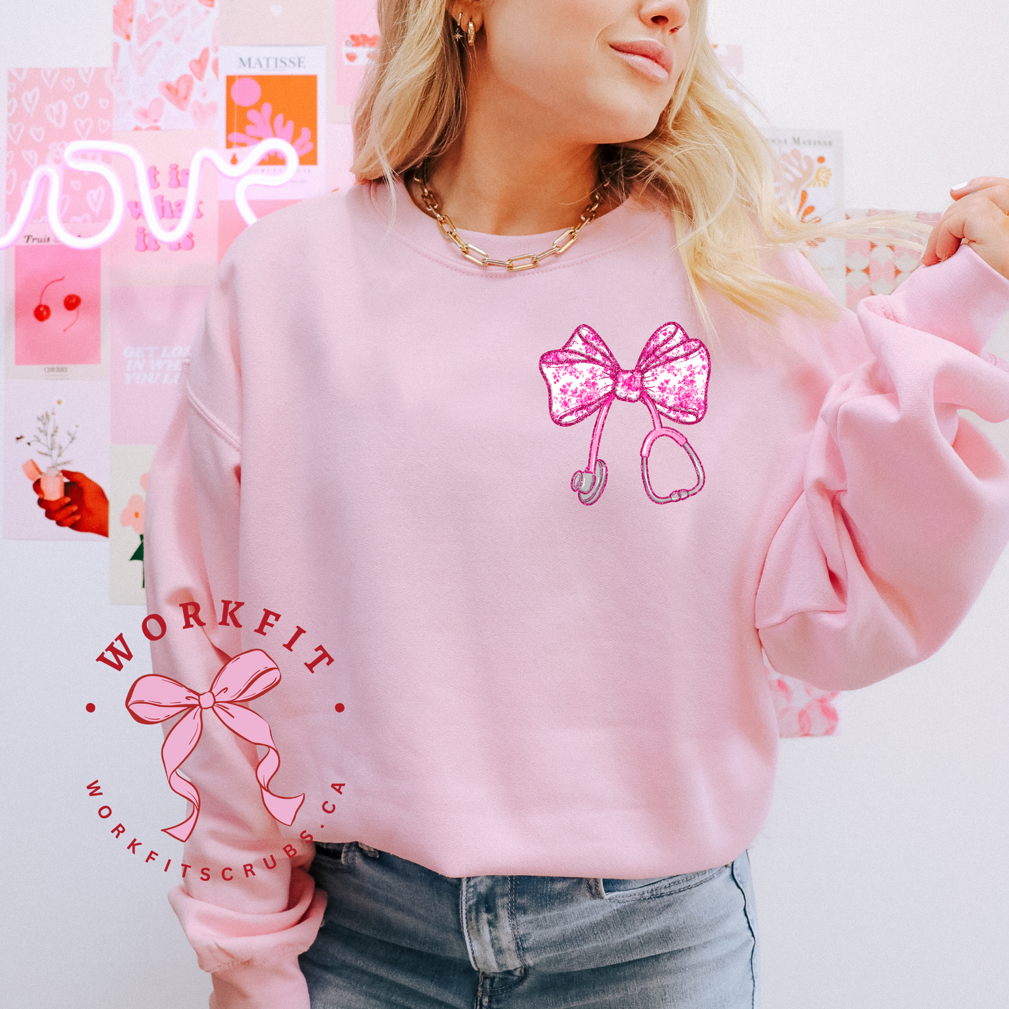 Pink Bow Crewneck