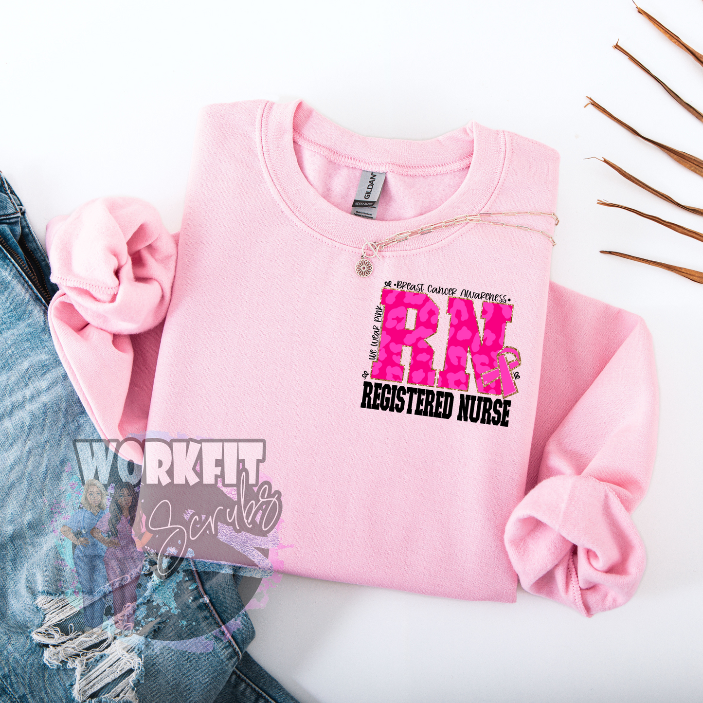 RPN/ RN Pink Breast Cancer awareness Crewnecks