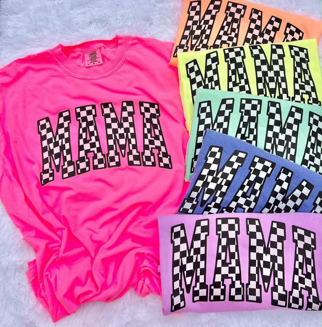 Neon MAMA checkered Tees