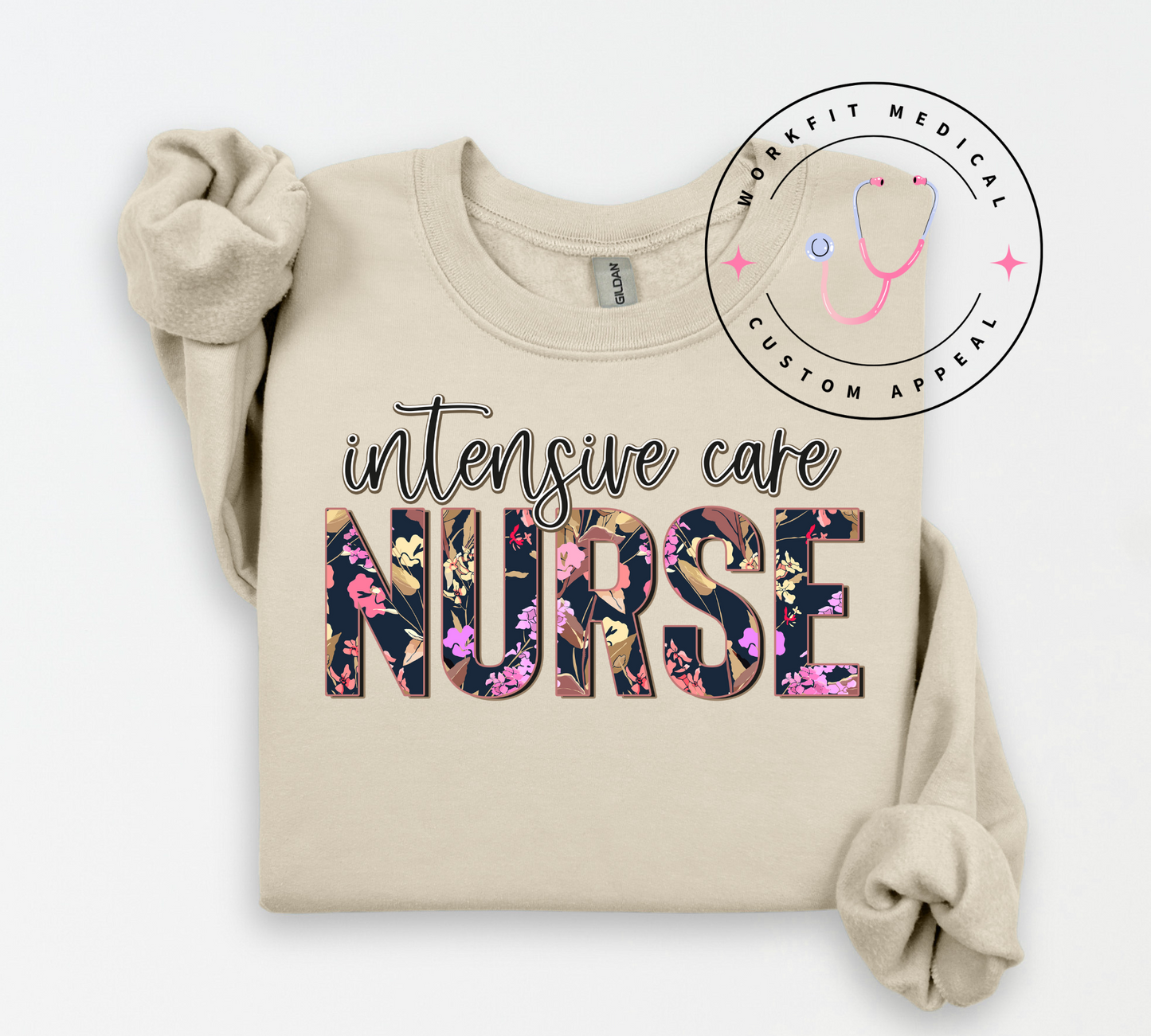 Floral ICU Nurse Crew & Tee