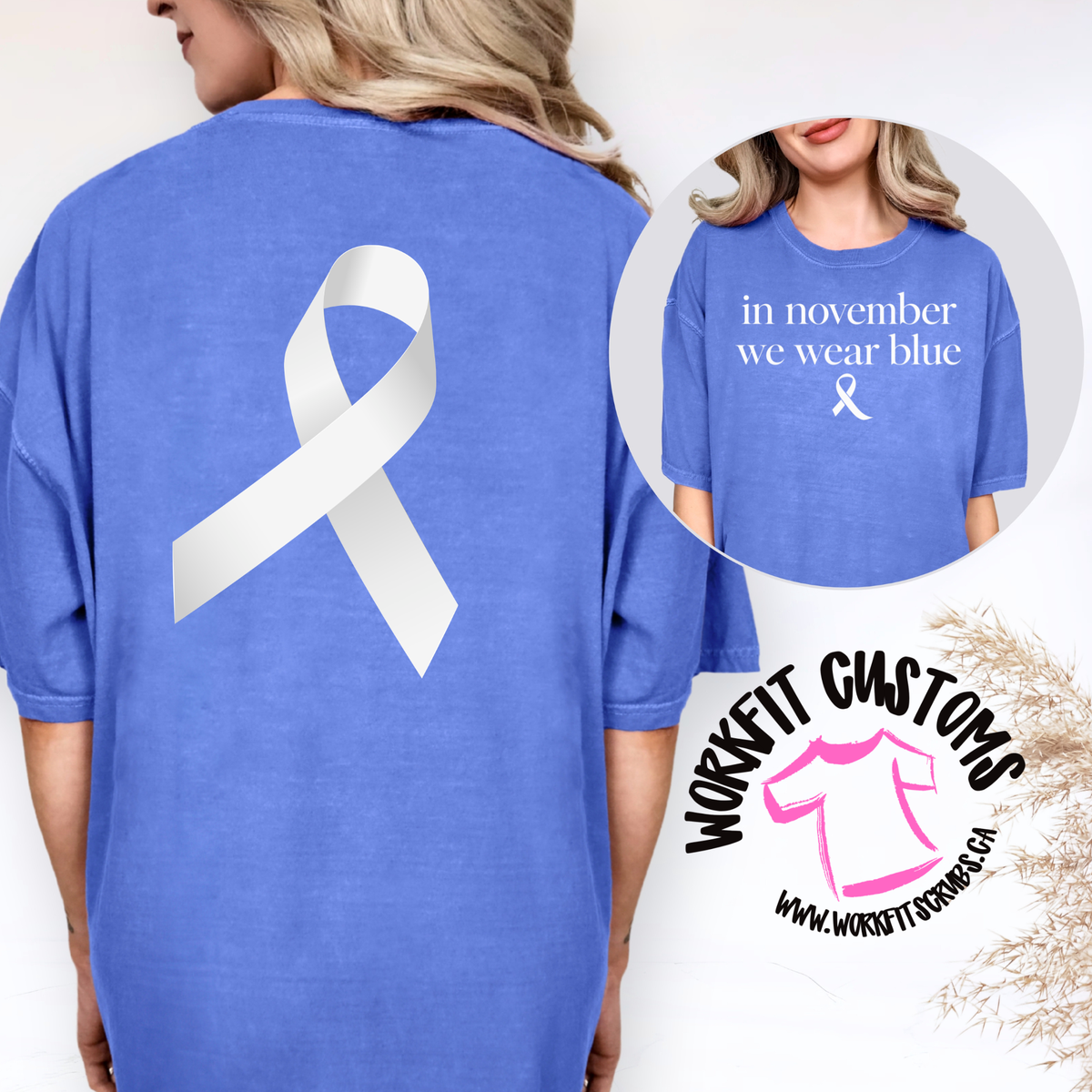 In November we wear blue T-Shirt