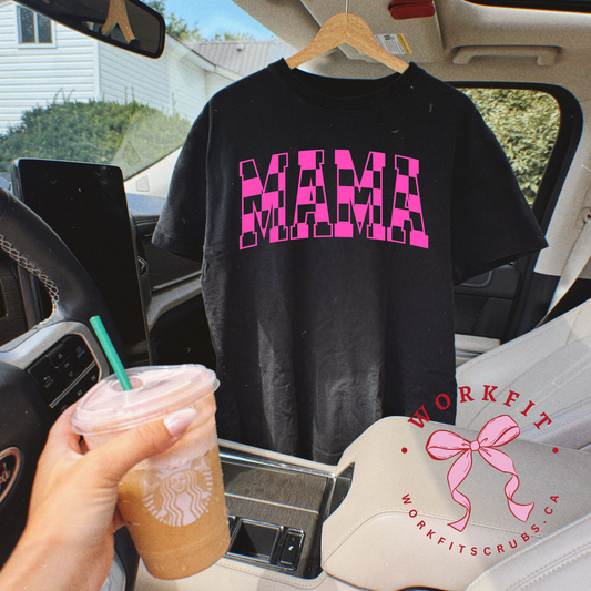 Checkered MAMA Black T-Shirt