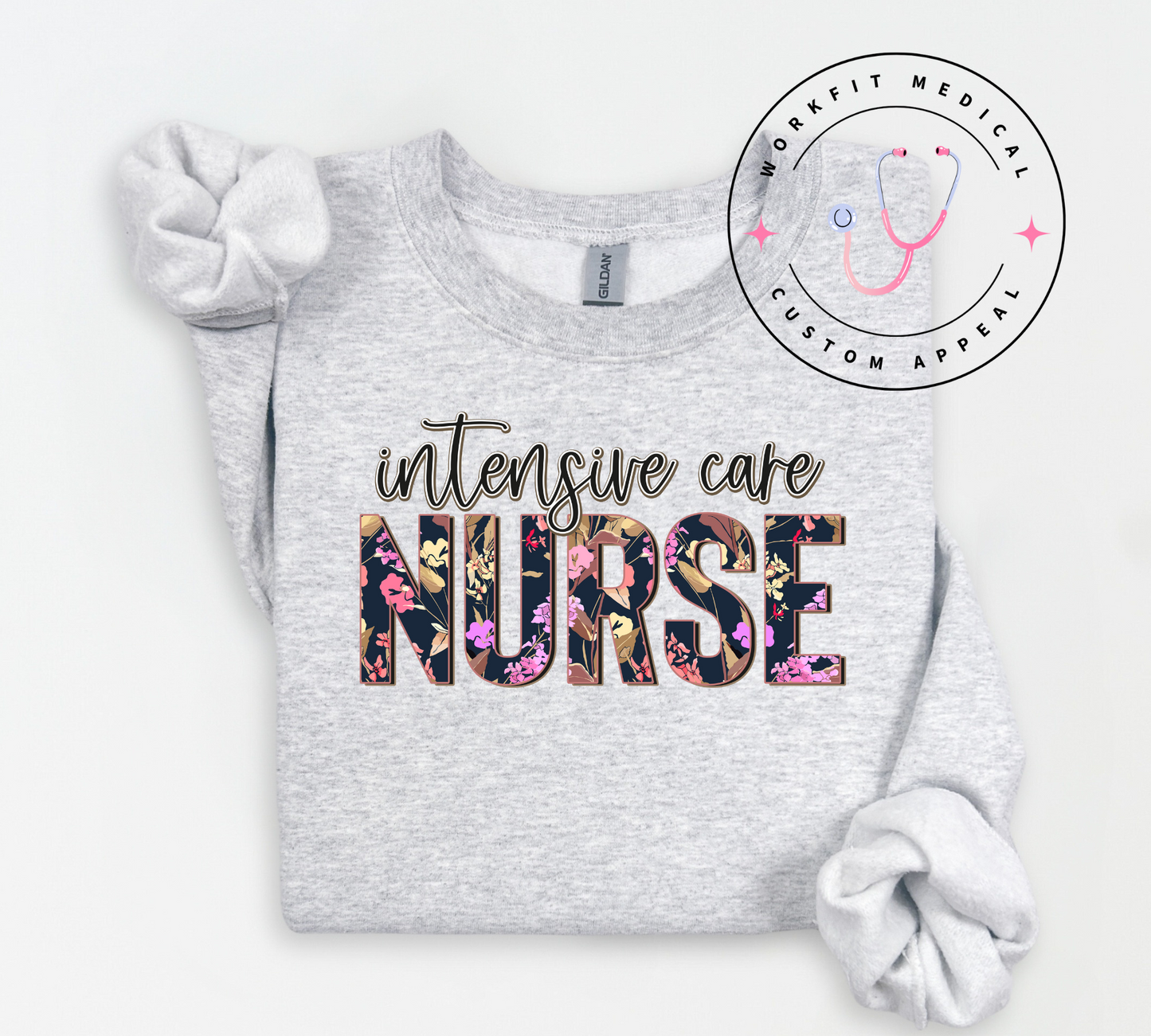 Floral ICU Nurse Crew & Tee