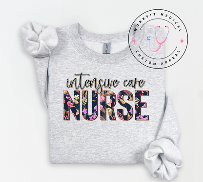Floral ICU Nurse Crew & Tee
