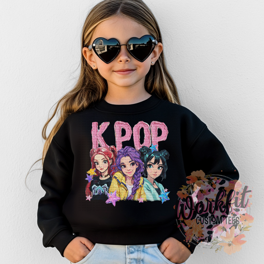 Faux Yarn K POP Crewneck