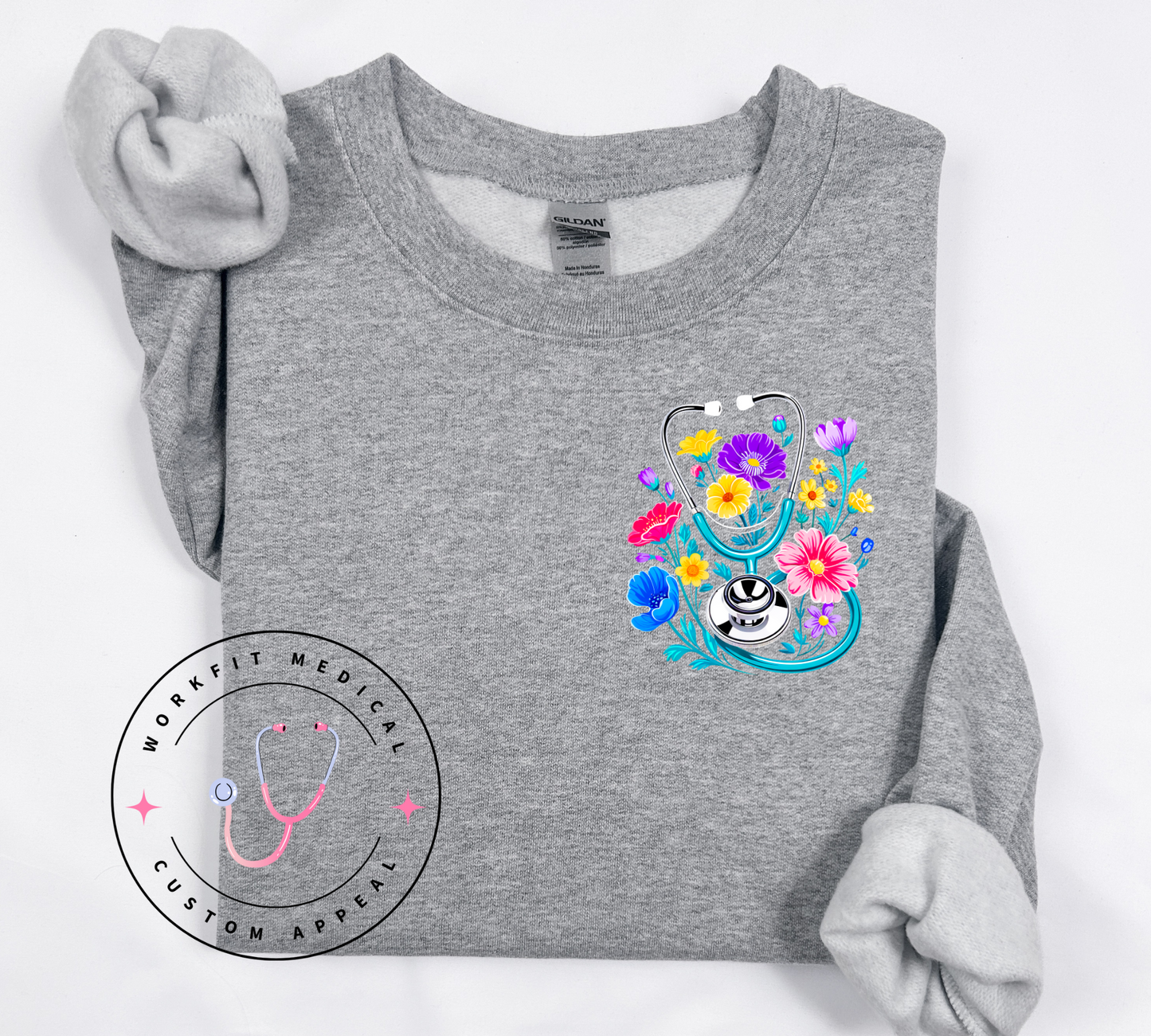 Floral Stethoscope Crewneck