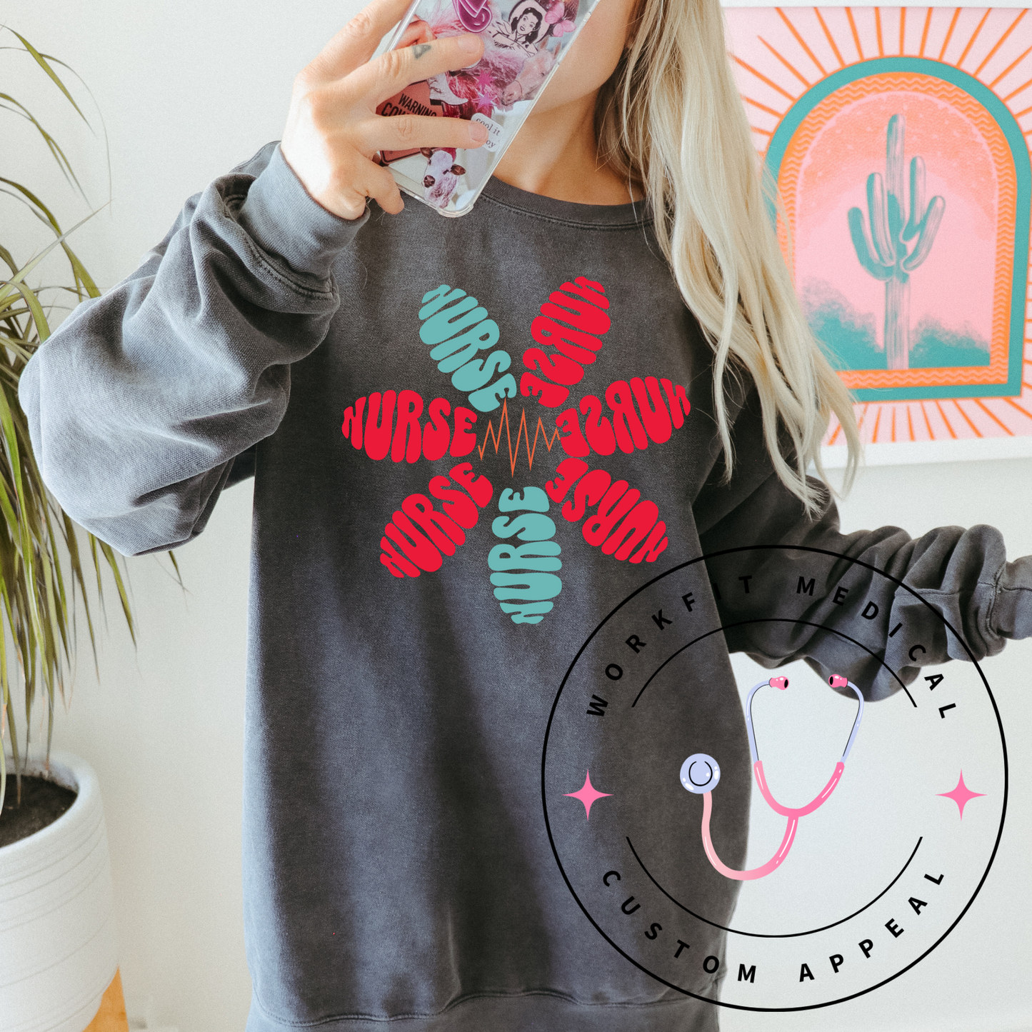 Oversized CC Crew- Nurse Flower