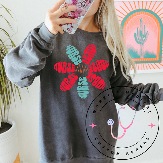 Oversized CC Crew- Nurse Flower