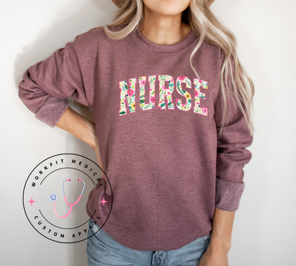Varsity Floral Nurse Crew