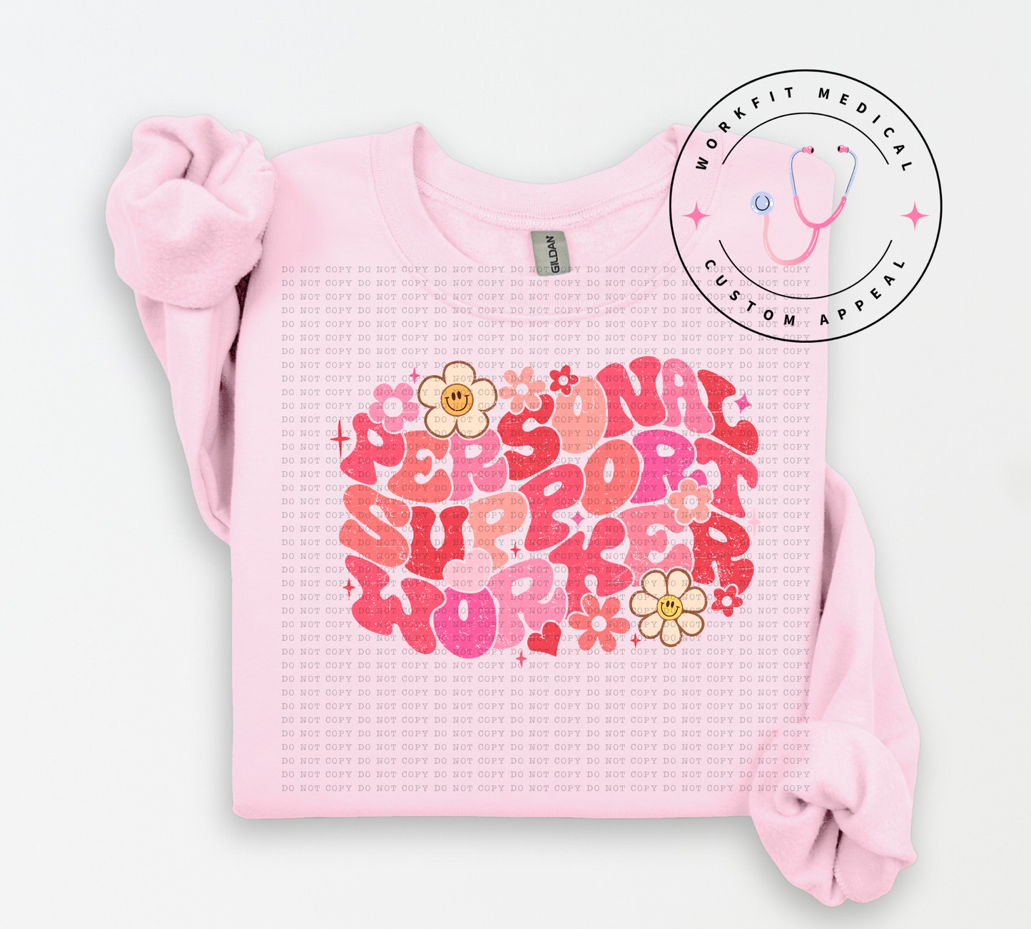 Retro Pink Floral PSW Crewneck