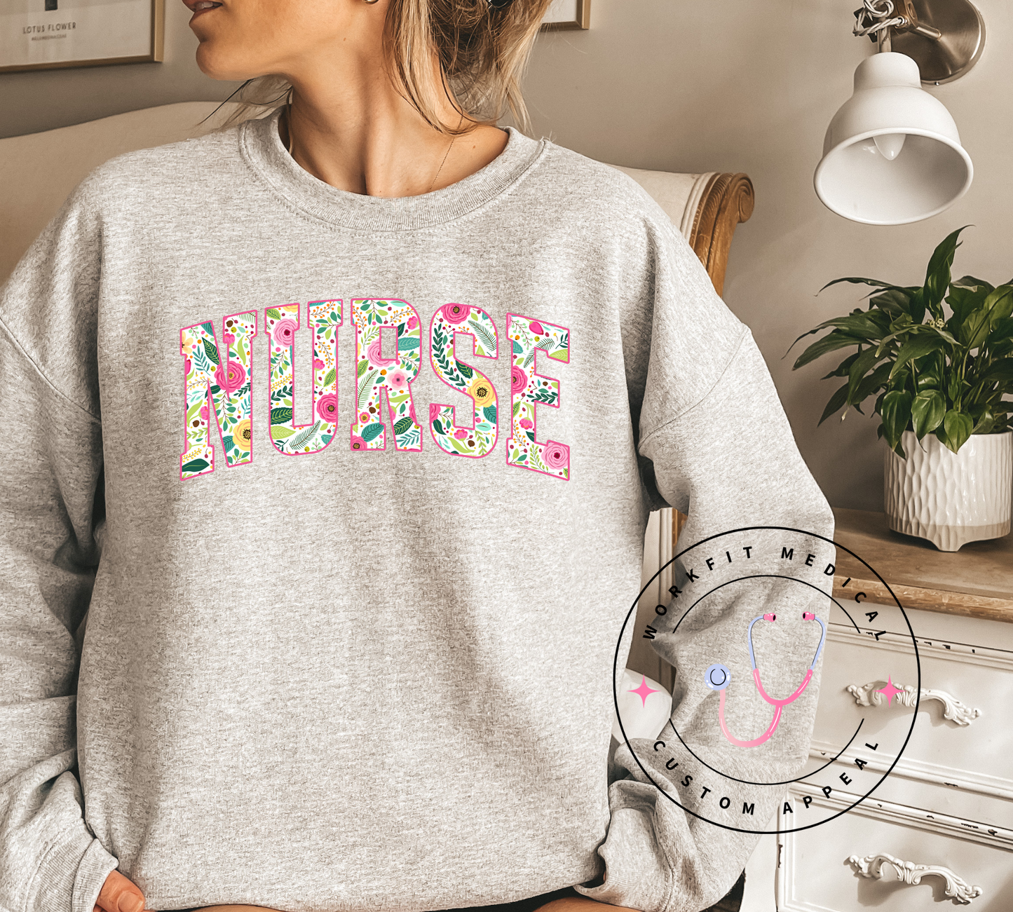 Varsity Floral Nurse Crew