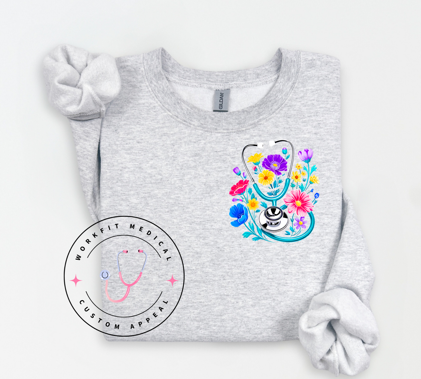 Floral Stethoscope Crewneck
