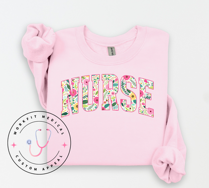 Varsity Floral Nurse Crew