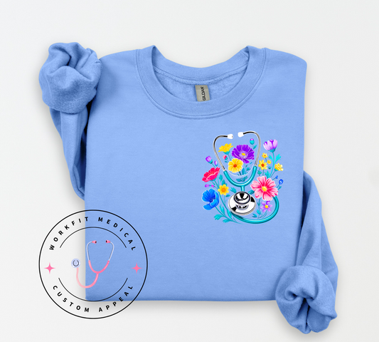 Floral Stethoscope Crewneck