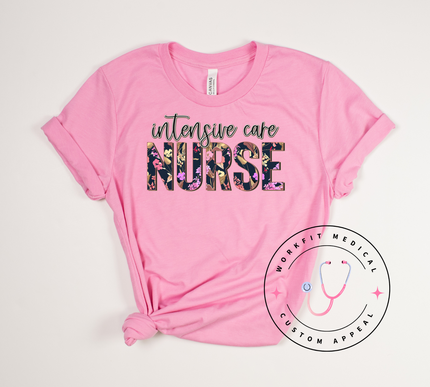 Floral ICU Nurse Crew & Tee