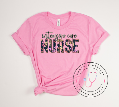 Floral ICU Nurse Crew & Tee