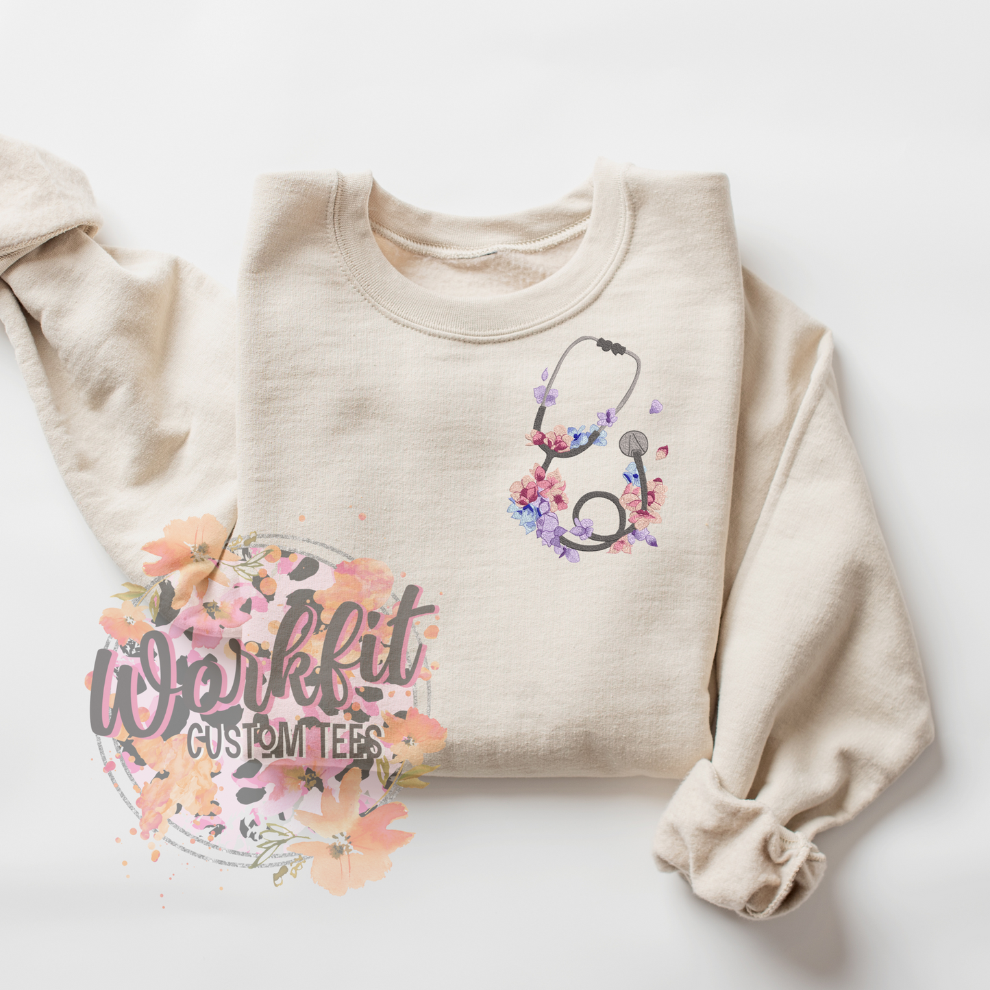 Floral lilac Stethoscope Crewneck