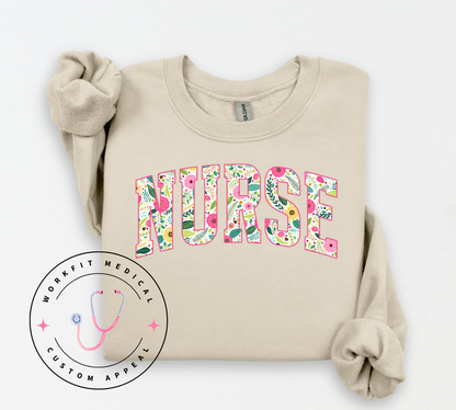 Varsity Floral Nurse Crew