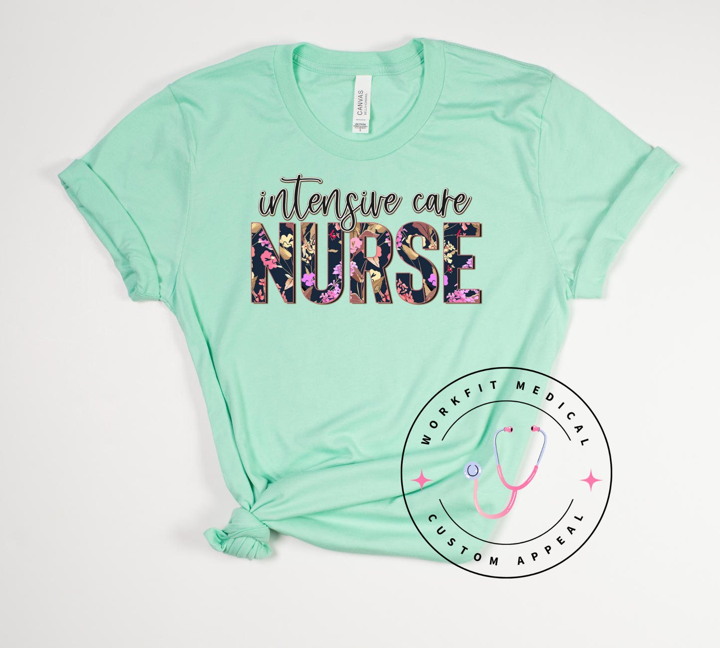 Floral ICU Nurse Crew & Tee