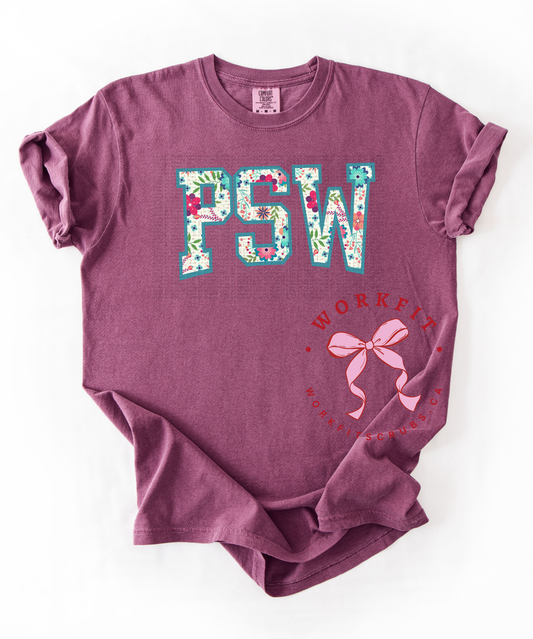 Floral Green Varsity PSW Tees