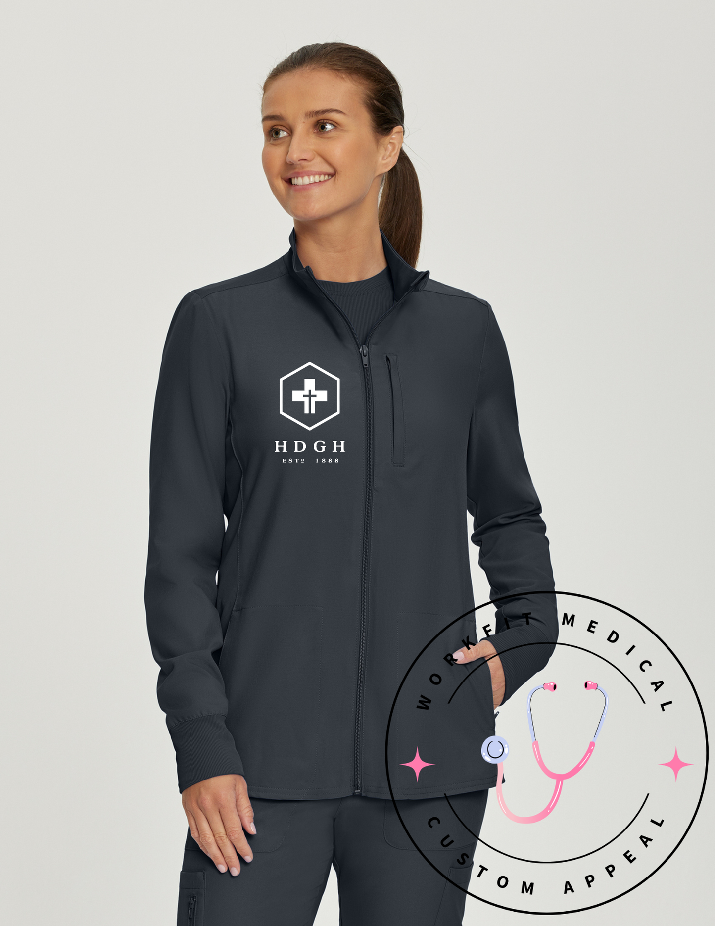 HDGH 3 Pocket Scrub Jacket