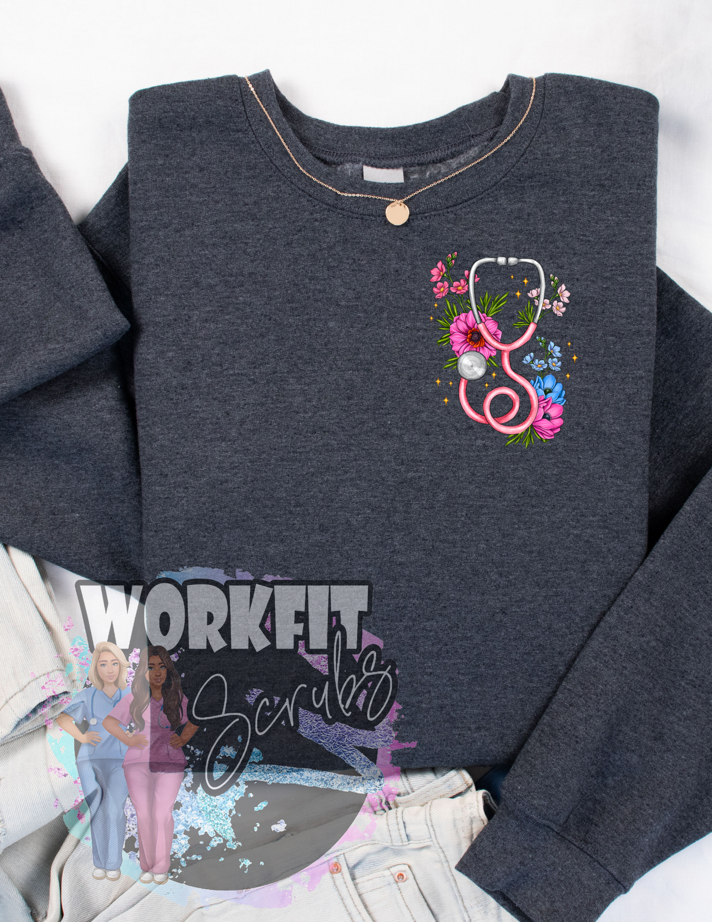 Pink Stethoscope Pocket Crew