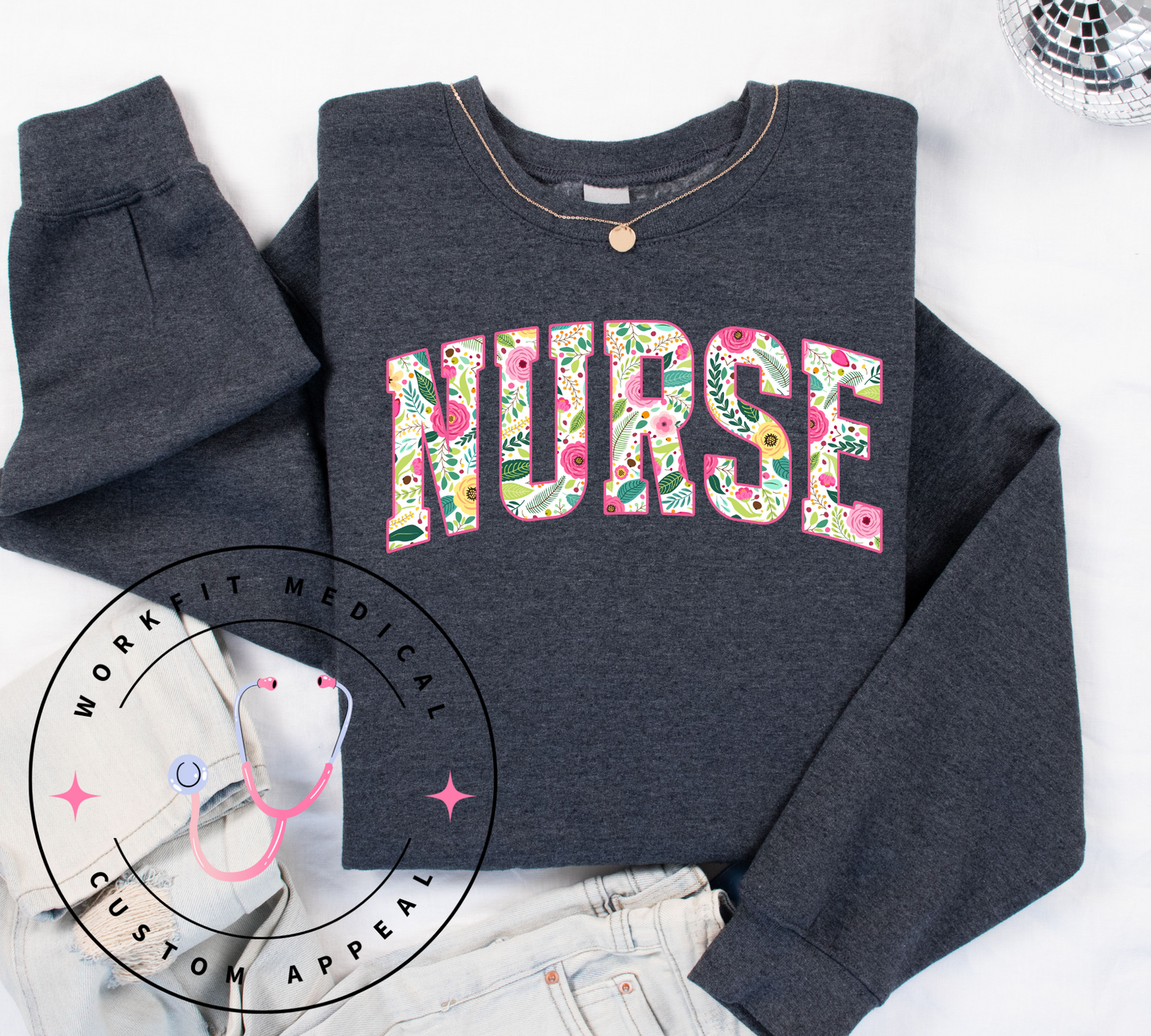 Varsity Floral Nurse Crew