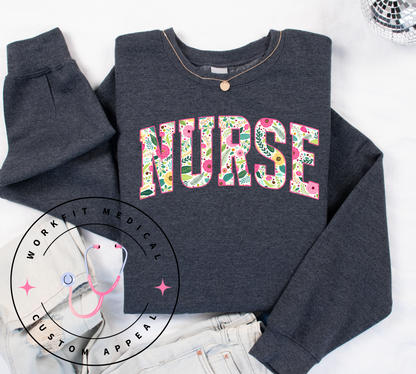 Varsity Floral Nurse Crew