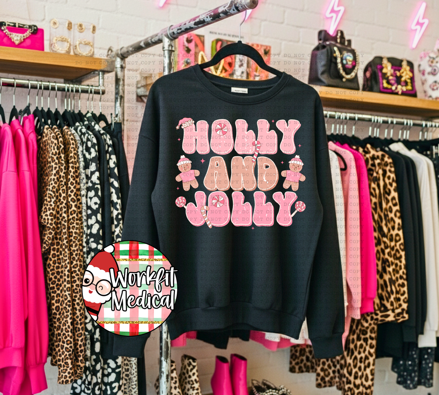 Holly & Jolly Black Crewneck