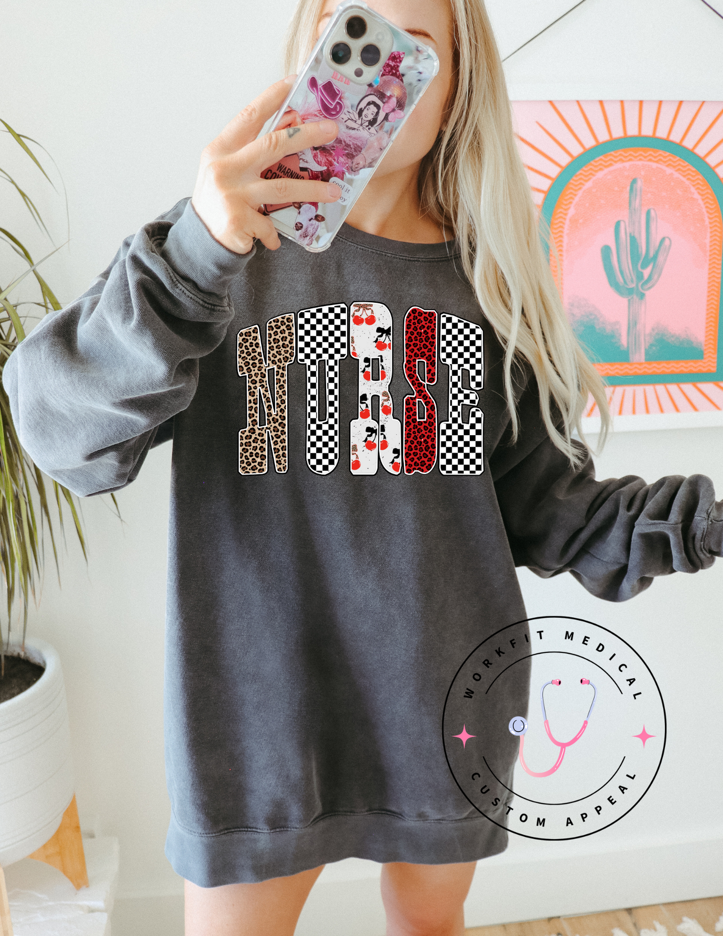 Nurse Doodle Cherry Crewneck