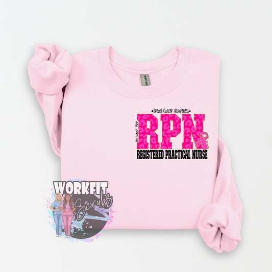 RPN/ RN Pink Breast Cancer awareness Crewnecks