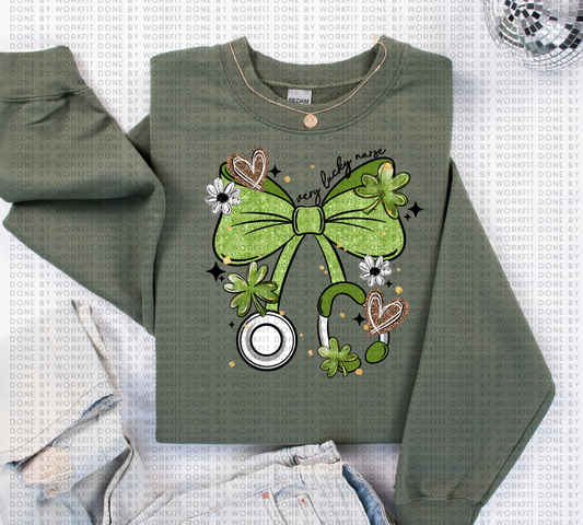 St.Patty's Bow Stethoscope Crewneck