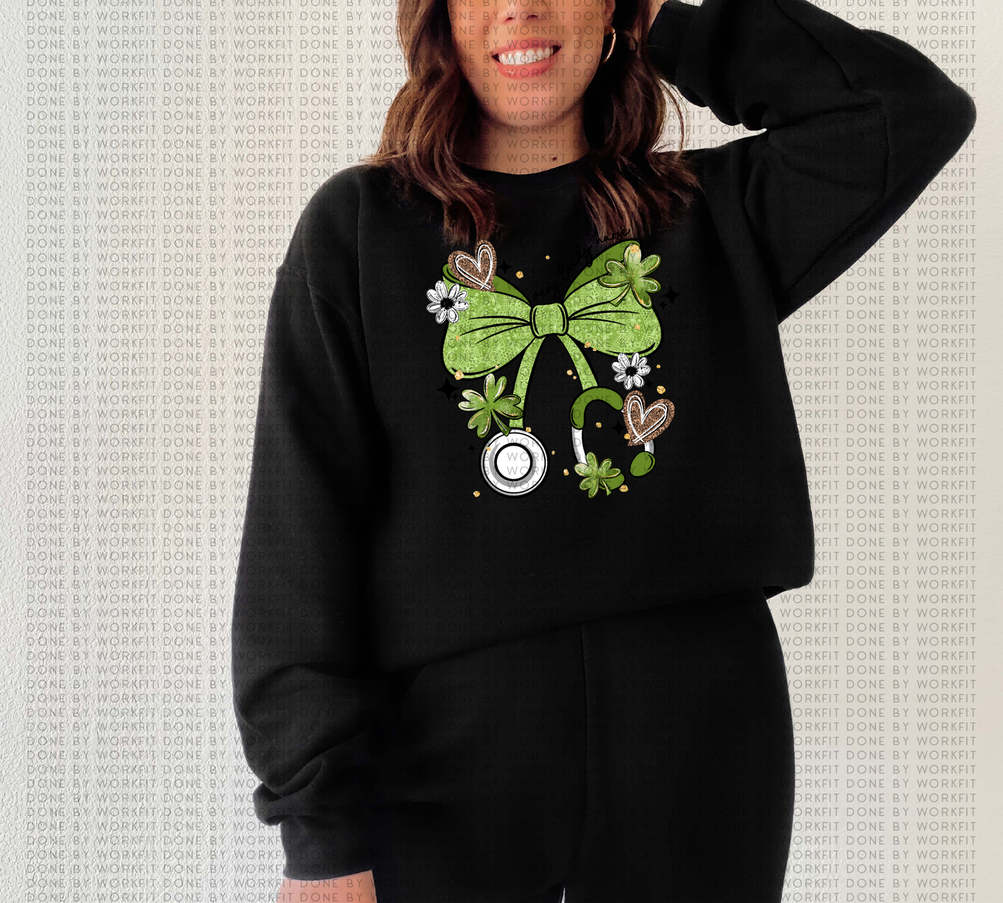St.Patty's Bow Stethoscope Crewneck